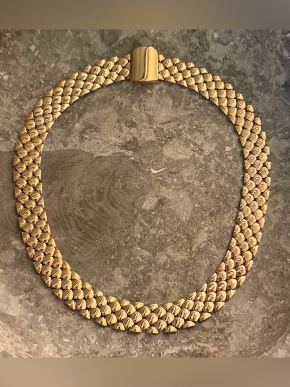Vintage Milor Italy Solid Bronze Cleopatra Statement Necklace Choker 16”